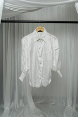 Self Print Satin Shirt - White