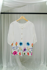 Pastel Floral Tops- White (single Bow)