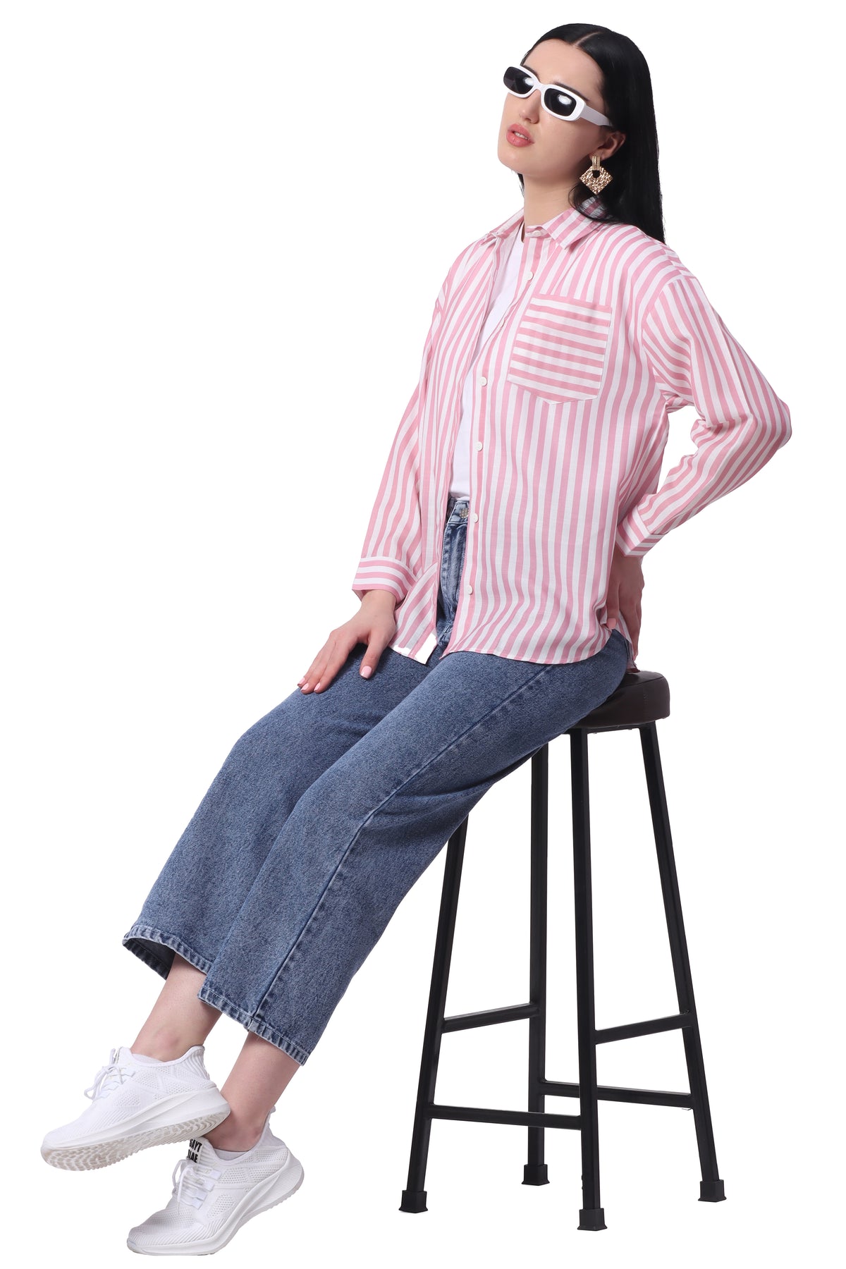 Unisex Loose Fit Stripe Shirt