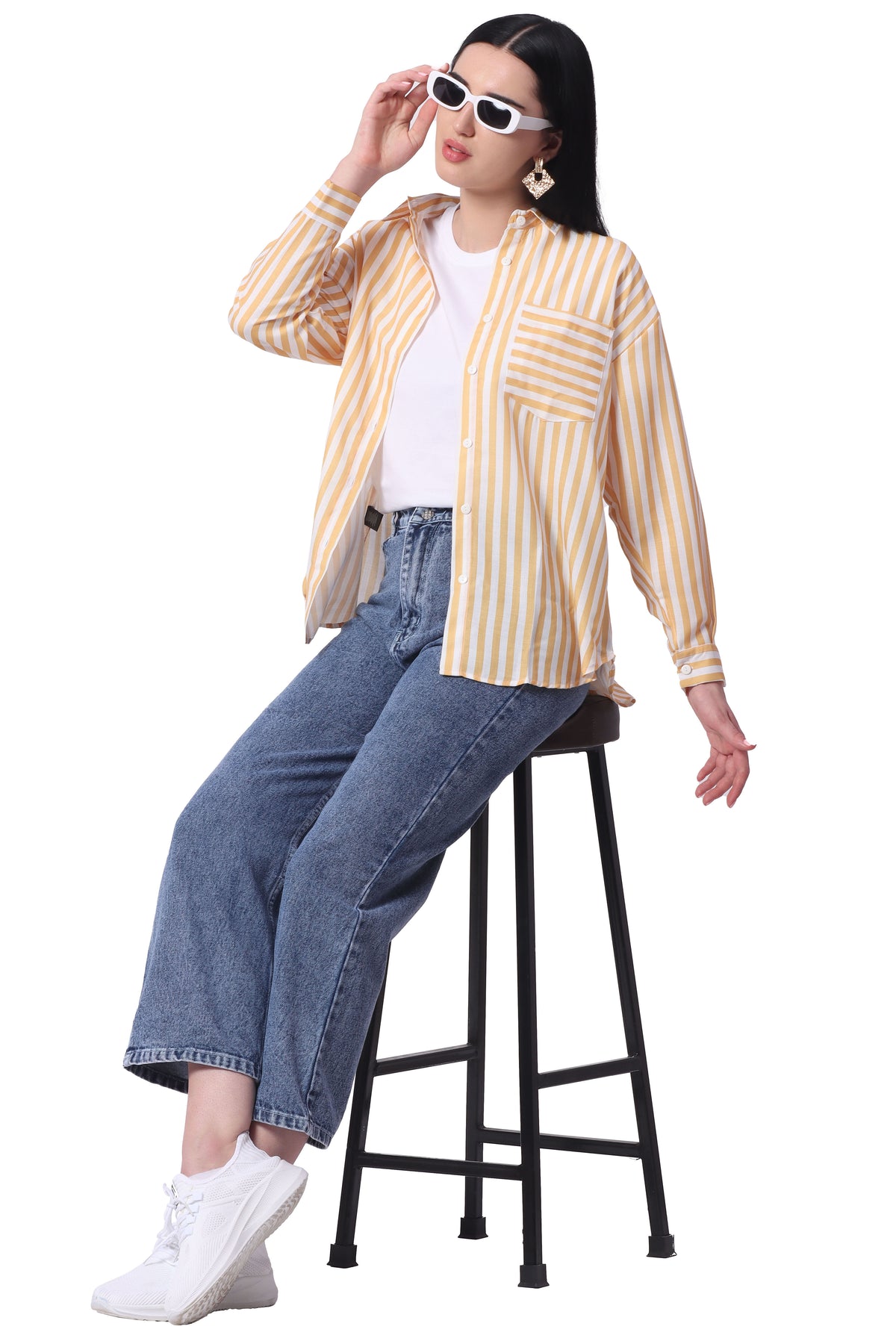 Unisex Loose Fit Stripe Shirt