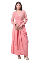 Drape Gown with embroidered Yoke (On Demand)