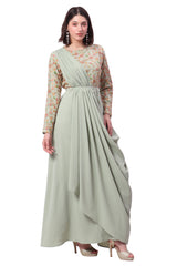 Drape Gown with embroidered Yoke (On Demand)