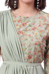 Drape Gown with embroidered Yoke (On Demand)