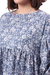 Long Floral Top with Five Sleeve