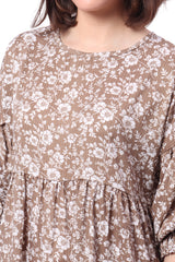 Long Floral Top with Five Sleeve