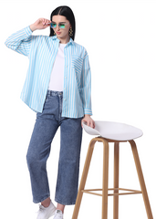 Unisex Loose Fit Stripe Shirt