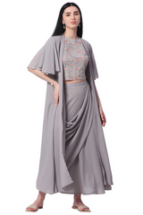 Crop Top & Drape Skirt Party Wear