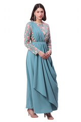 Drape Gown with embroidered Yoke (On Demand)