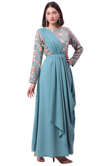 Drape Gown with embroidered Yoke (On Demand)