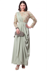 Drape Gown with embroidered Yoke (On Demand)