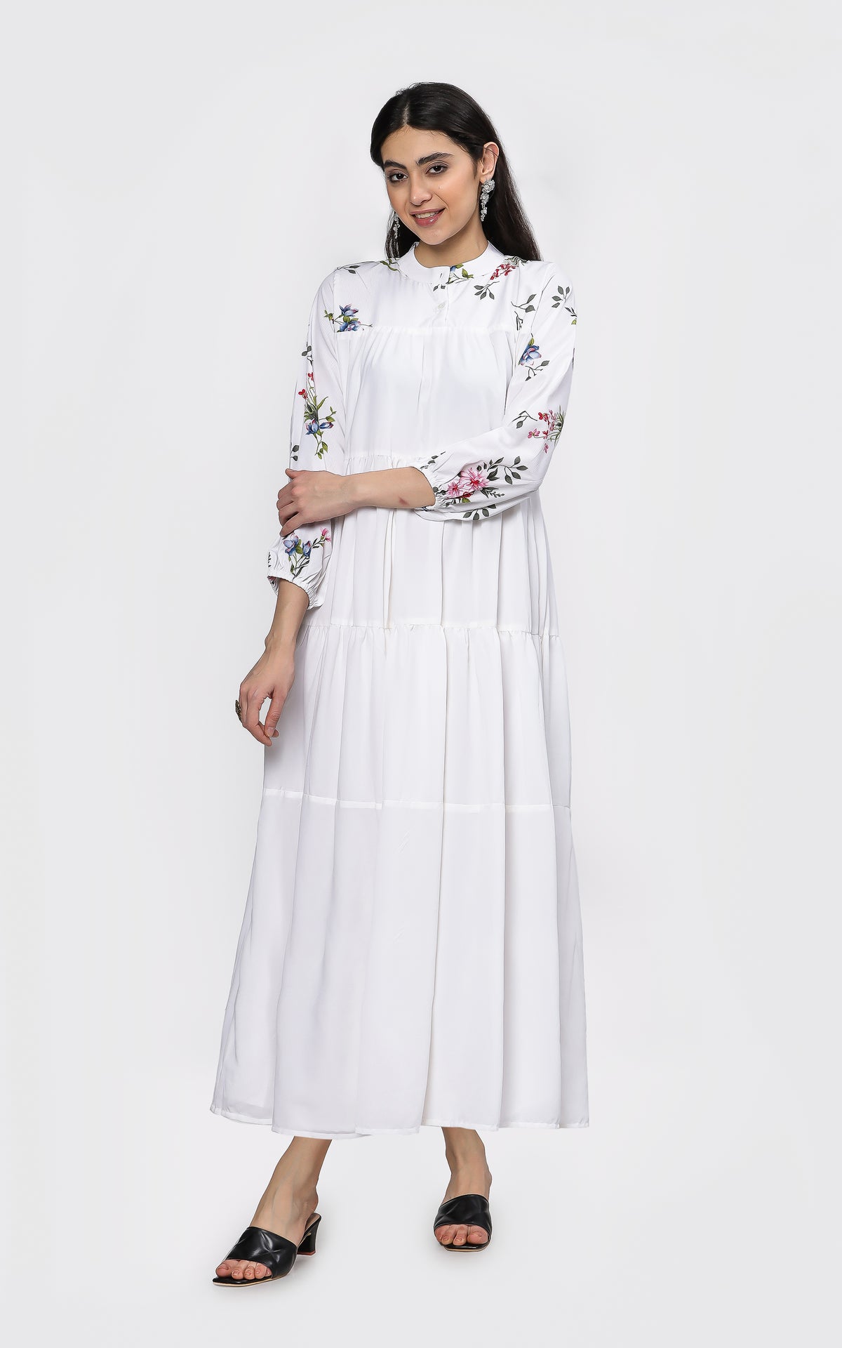 White floral print Maxi