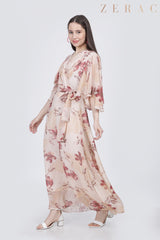 Ruffle Sleeve Chiffon Dress