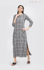 Plaid Slit Dress