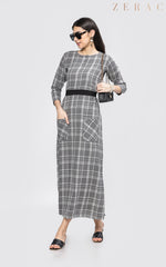 Plaid Slit Dress