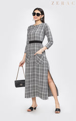 Plaid Slit Dress