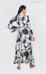 Navy Floral Full Dress