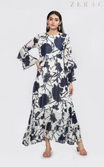 Navy Floral Full Dress