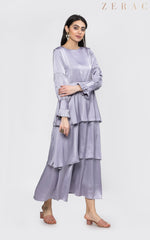 Layered Satin Gown - Party Wear