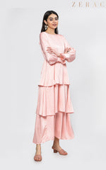 Layered Satin Gown - Party Wear