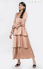 Layered Satin Gown - Party Wear