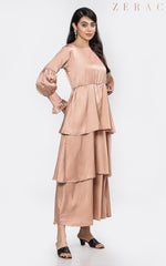 Layered Satin Gown - Party Wear