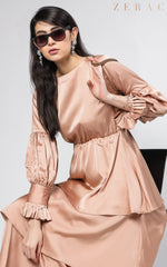 Layered Satin Gown - Party Wear